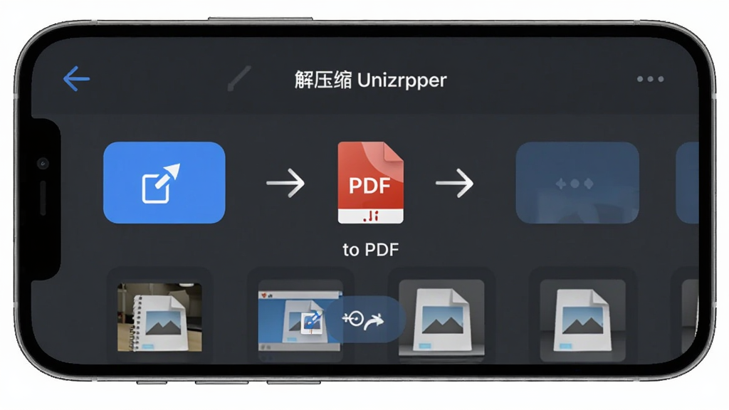 ��ѹ��Unizpper�ļ������ļ�ת������չʾͼ������Ϊ�ֻ���Ļ��ʾͼƬתPDF�������棬����Ϊ���ܰ�ť���ļ�����ͼ���Ű������������ˬ��ƽ����ϸ�ڰ���PDFͼ���ת����ͷ�����ʸ��壬�ɾ��޶���Ԫ��