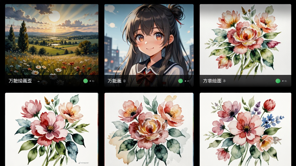 ���ܻ滭Ӧ����չʾ�����ͬ����AI�����������ͻ��羰�����������ˮ�ʻ��ܣ������Ű����룬��������ϸ�ڷḻ�����������ɾ�