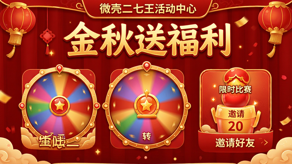 ΢�Ƕ����������ҳ�棬չʾ����ת�̡���ʱ������������ѵ���ڣ������ý�ɫ�ͺ�ɫװ�Σ�����д�š������͸��������������������ϲ�죬���ʸɾ�