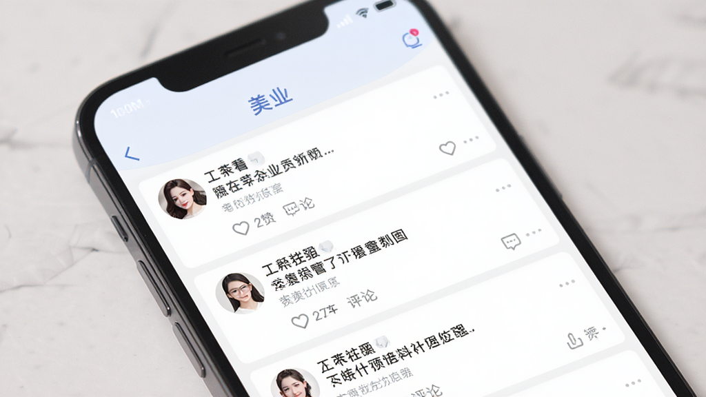 ����APP��ҵ�������棬����Ϊ�ֻ���Ļչʾ���������б�������Ϊ���¹�����Ϣ�����Ű����࣬���Ϊ�罻����UI��ϸ�ڰ����û�ͷ�����ӱ��⡢��������ͼ�꣬�����������ɾ����޶���Ԫ��