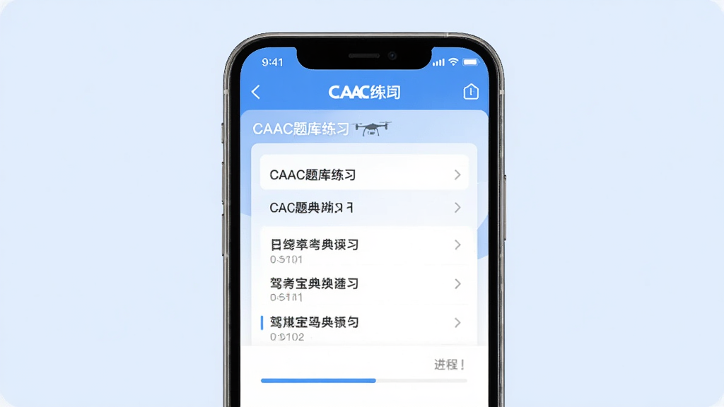 �ݿ��������˻�App����չʾ���ֻ���Ļ����ʾCAAC�����ϰҳ�棬����Ϊǳ��ɫ�������������Ű��࣬���Ϊ�ִ�������App��ϸ�ڰ�����Ŀѡ��ͽ����������ʸ��壬�ɾ����޶���Ԫ��