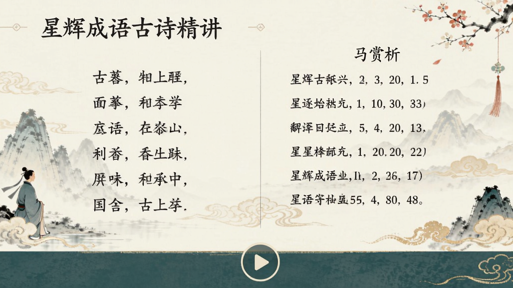 �ǻԳ����ʫ����ҳ�棬���չʾ��ʫԭ�ģ��Ҳ�Ϊ��䷭����������֣��ײ��в��Ű�ť���Ű湤�������������������й�����ɫ