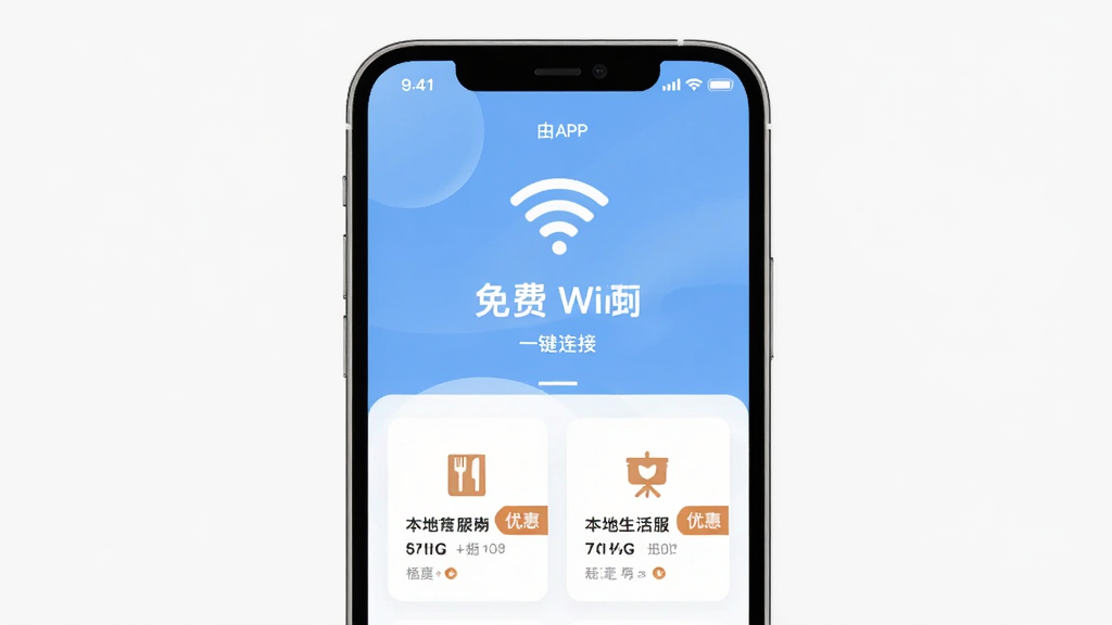 С¹��APP����չʾ������Ϊ�ֻ���Ļ�����WiFiһ������ҳ���뱾���������Ƭ�����־����������Ű����·�����������¼�Լ��ϸ�ڰ���WiFi�ź�ͼ�ꡢ�����Ƶ�ͼ����Żݱ�ǩ�����ʸɾ��޶���Ԫ��