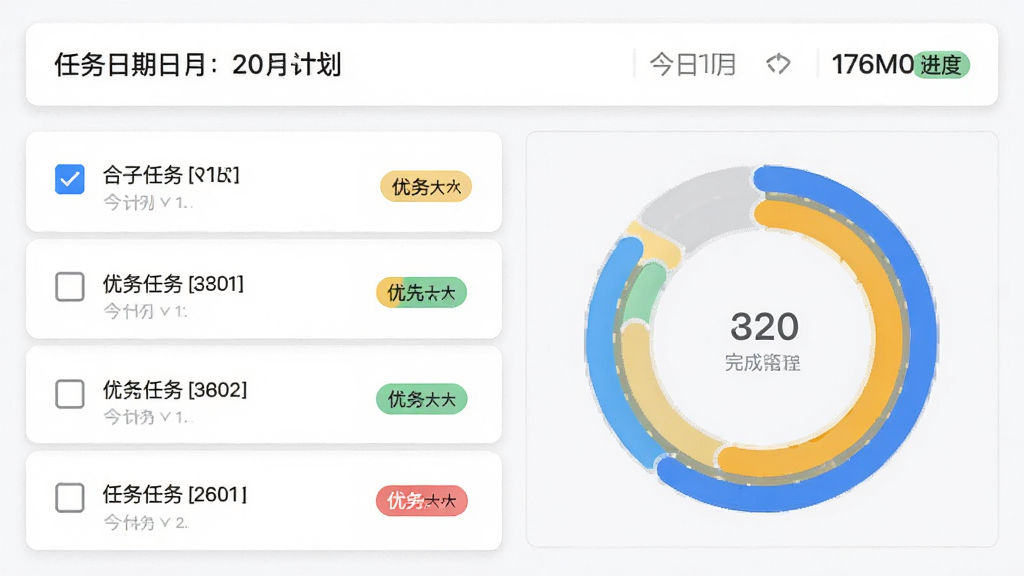 ���Ӽƻ�����������棬���Ϊ�����б����Ҳ�Ϊ���Ȼ���ͼ��������ʾ����������������������ÿ�Ƭʽ���֣������ˬ����ϸ�ڰ�������ѡ�������ȼ���ǩ�������������ɾ����޶���Ԫ��