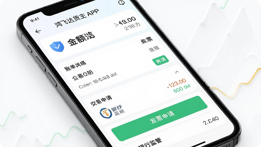 ��ɴ����APP�˷ѽ���ҳ�棬����Ϊ�ֻ���Ļ��ʾ�˵���ϸ�뷢Ʊ���밴ť������Ϊ���½ṹ�Ϸ��������·������б����Ű����룬���Ϊ����ǳɫ���ڷ磬ϸ�ڰ������ư�ȫͼ�ꡢ��ɫȷ�ϰ�ť�����м�ܱ�ʶ�����ʸ���ɾ��޶���Ԫ��