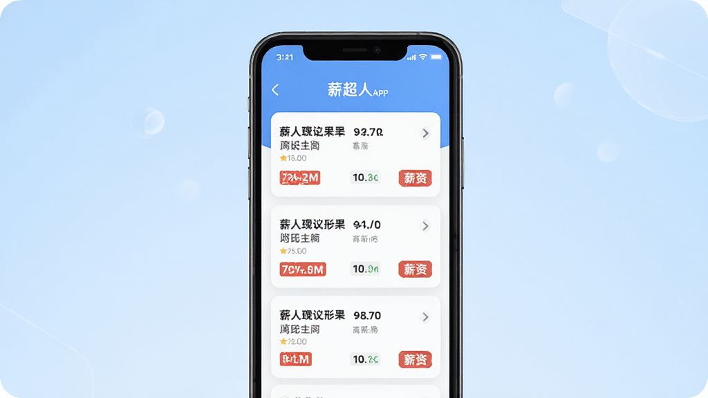 н����APP��ҳչʾ����ְλ�б����ֻ���Ļ���з��ã�����Ϊǳ��ɫ���䣬�������ְλ��Ƭ��н�ʱ�ǩ��������ִ���ϸ�����������ʸɾ����޶���Ԫ��