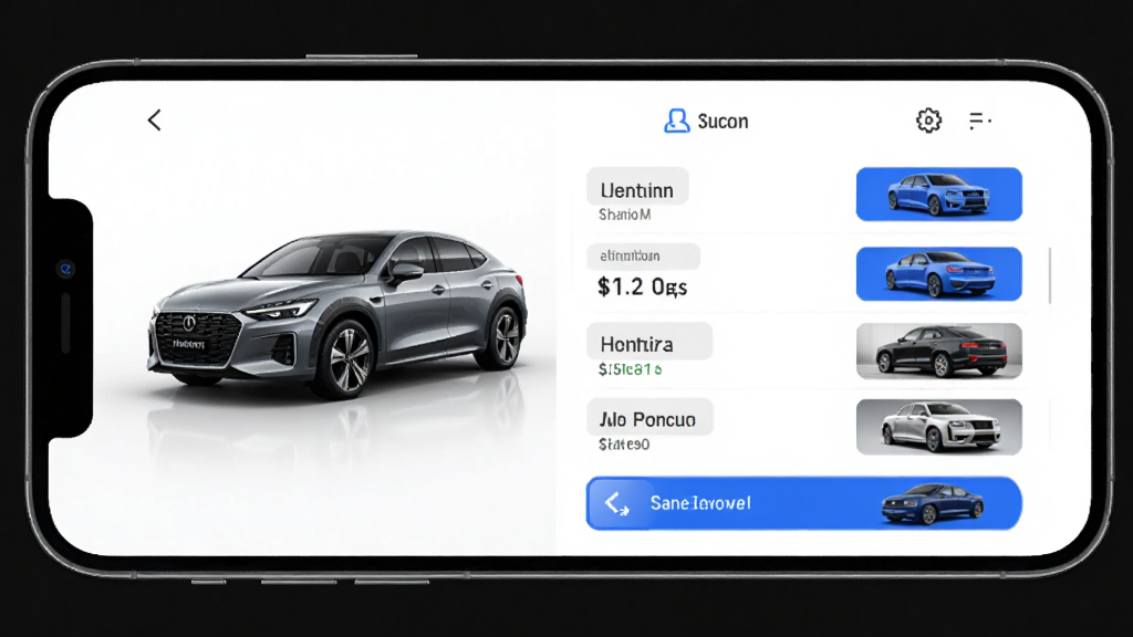 ��������APP����չʾ������Ϊ�ֻ���Ļ����ʾ���Ͳ�������ҳ�棬����Ϊ��೵��ͼƬ�Ҳ�����б����Ű�������࣬���Ϊ�ִ��Ƽ��У�ϸ�ڰ�����ɫ������ť�ͳ�������ͼ�����ʸ���ɾ��޶���Ԫ��