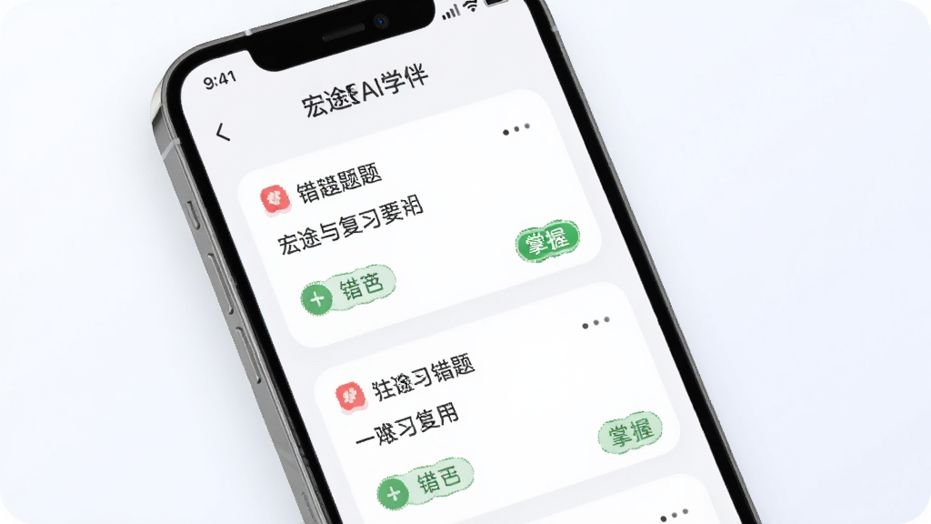 ��;AIѧ�������д��⸴ϰҳ�棬����Ϊ�ֻ���Ļ��ʾ�����б�������ǩ������Ϊ��Ƭʽ���У��Ű�������������Բ�ǣ�ϸ�ڰ�����ɫ����������ɫ���ձ�ǣ������������ɾ����޶���Ԫ��