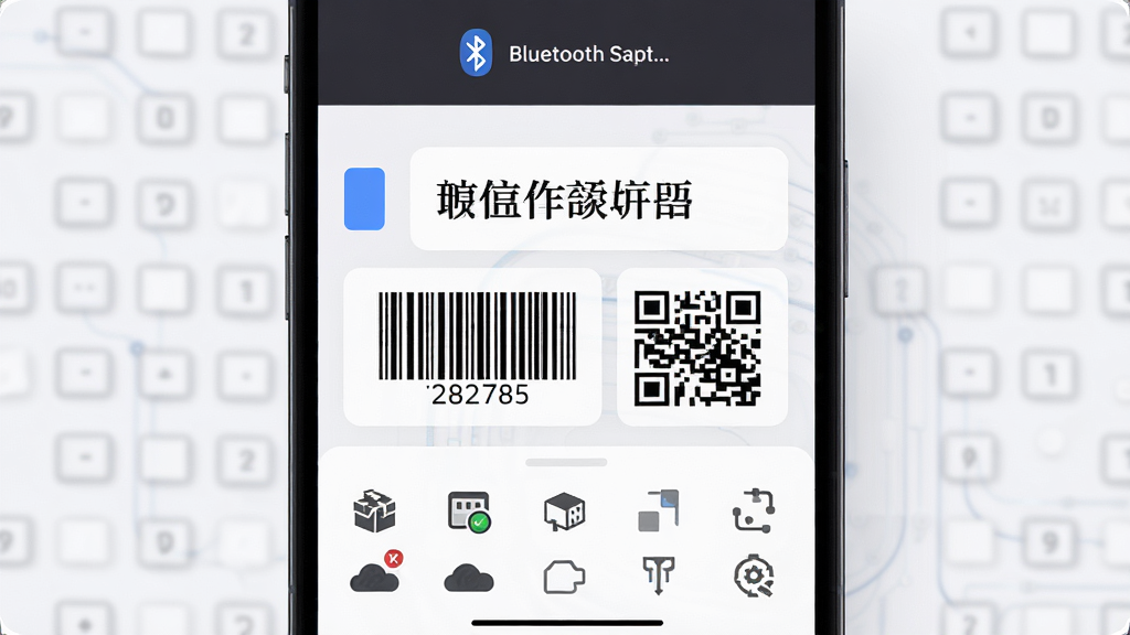 �����ǩ��������չʾͼ������Ϊһ�������ֻ���Ļ��ʾ��ǩ�༭���棬����Ϊ�Ϸ���ʾ��������״̬���м��ǰ������֡�������Ͷ�ά��ı�ǩԤ�����·����زĹ��������Ű��࣬���Ϊ�ִ��Ƽ��У�ϸ�ڰ���������ͼ�������������������Ϊ4K���壬�ɾ����޶���Ԫ��
