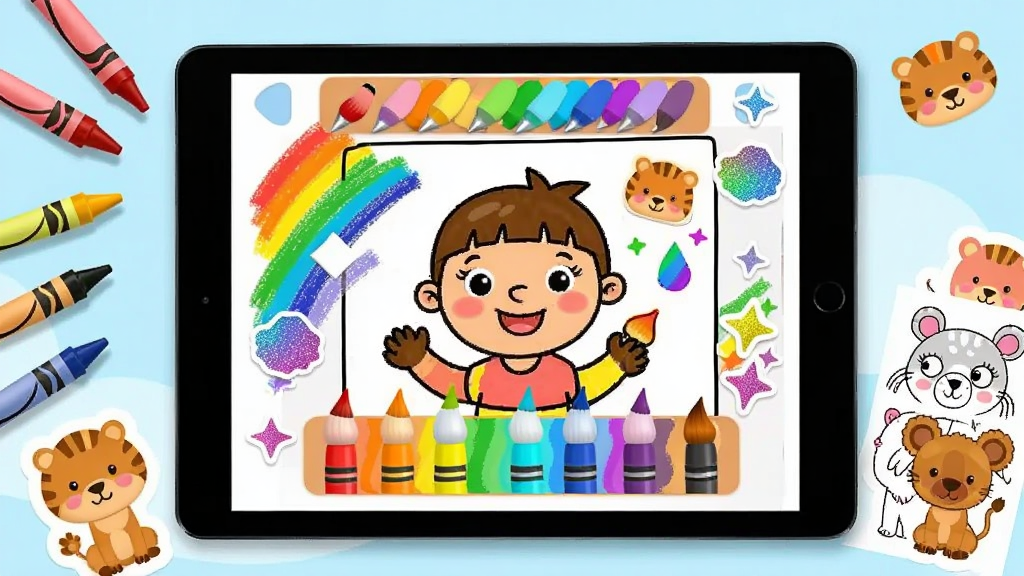 СͿɫ��ʻ�Ӧ�ý���չʾ������Ϊƽ�������Ļ����Ļ����ʾ��ͯͿɫ�����Ͳ�ɫ���ʹ�����������Ϊ����չʾƽ�壬��Χɢ���ɫ���ʺ���ֽԪ�أ��Ű������������ΪͯȤ��ͨ��ϸ�ڰ����ʺ�ʴ���������ֽ�Ͷ���Ϳɫ�زģ����ʸɾ��������޶���Ԫ��