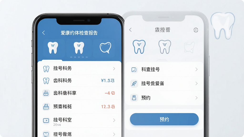 ����Լ���鱨�湦��չʾͼ������Ϊ�ֻ������еĳݿƷ�����Һ�ҳ�棬�������ҷ������Ű����룬����ִ���Լ��ϸ�ڰ����ݿ�ͼ�ꡢ�Һſ����б���ԤԼ��ť�����ʸ���ɾ��޶���Ԫ��