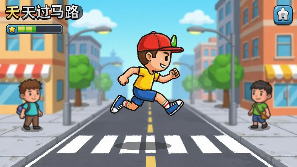 天天过马路游戏画面角色跳跃场景