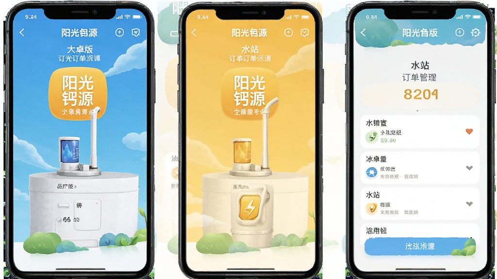 阳光锶源 安卓版 水站订单管理 应用界面