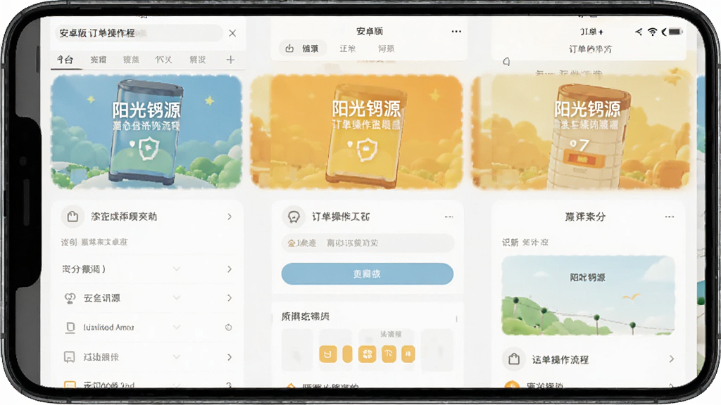 阳光锶源 安卓版 订单操作流程 界面截图