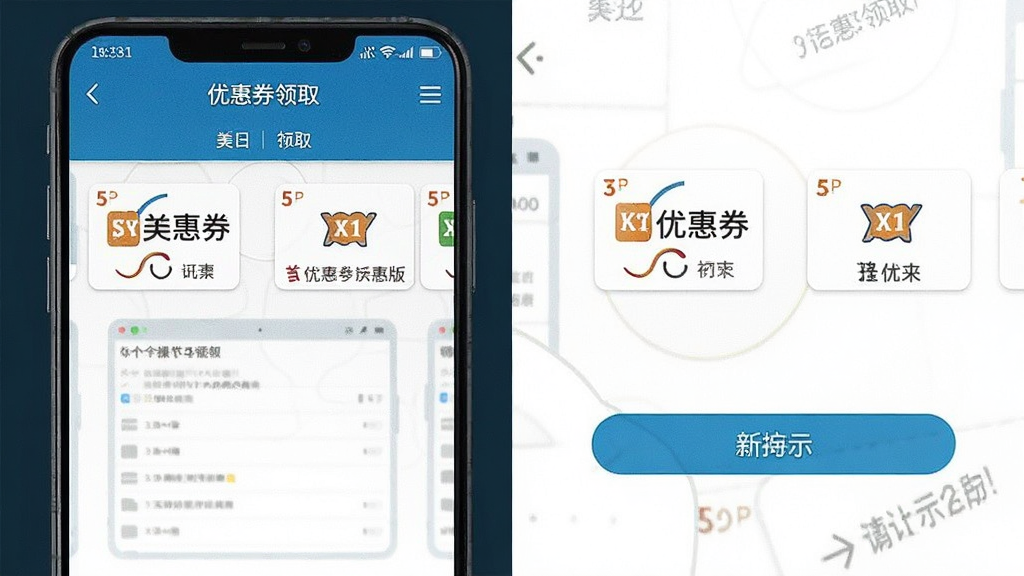 美日券 安卓版 优惠券领取页面 操作示意图