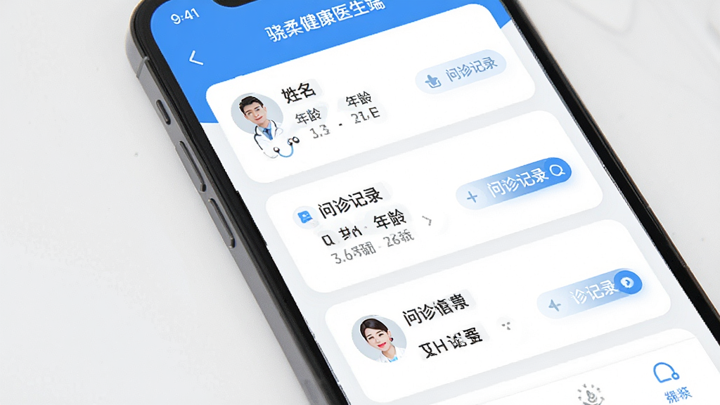 ���ὡ��ҽ����APP���ߵ����������棬����Ϊ�ֻ���Ļ�еĻ�����Ϣ��Ƭ�б��������������У��Ű����룬���Ϊ����ҽ��������ɫ��ϸ�ڰ������������䡢�����¼��ڣ����ʸ��壬�ɾ��޶���Ԫ��
