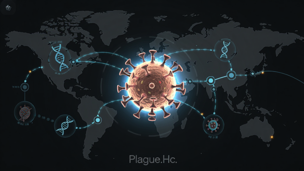 ϸ����˾Plague Inc.��Ϸ�����棬��ɫ����������һ�ŷ���Ĳ�ԭ�����壬��Χ���ƴ���·���������ͼ���������־��жԳƣ��Ű��࣬�Ƽ����ڷ��ϸ�ڰ���DNA����������ڵ㣬���ʸ��壬�ɾ����޶���Ԫ��
