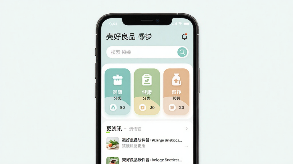 �Ǻ���Ʒ��������չʾ������Ϊ�ֻ���Ļ�е�Ӧ����ҳ�������Ϸ�ΪƷ�Ʊ�ʶ�����������в�Ϊ������Ʒ���࿨Ƭ���·�Ϊ��Ѷ�б����Ű���������������Լ���£�ϸ�ڰ���ͼ�ꡢ��ƬԲ���������ɫ�����ʸ���ɾ��޶���Ԫ��