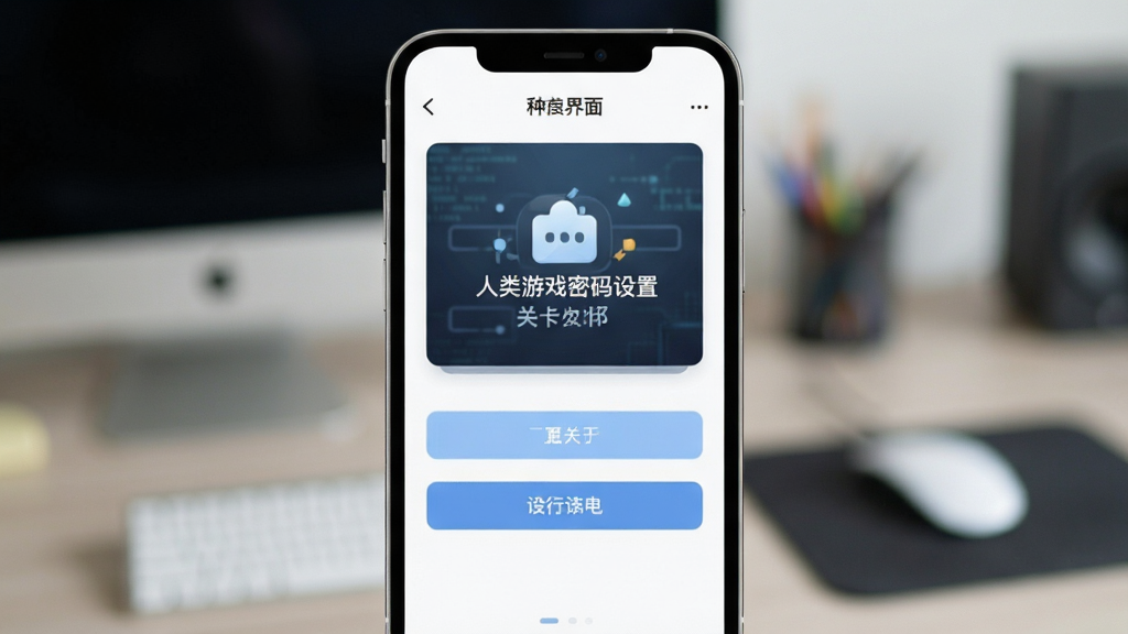 我是人类游戏密码设置关卡界面,手机竖屏布局,简洁清新风格,主体突出,排版规整,细节清晰,画质干净,无多余元素