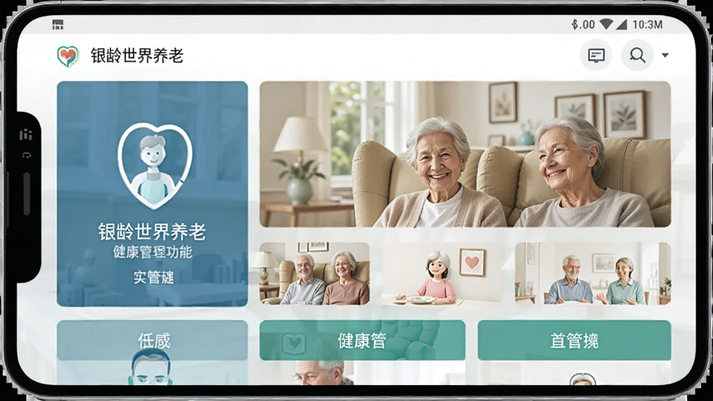 银龄世界养老 健康管理功能界面 安卓版