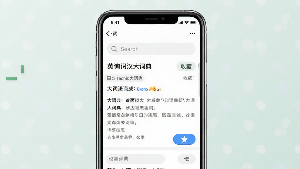Ӣ����ʵ�Ӧ�������棬����Ϊ�ֻ���Ļչʾ�ʵ��ѯҳ�棬���־��У��Ű��࣬����ִ����£�ϸ�ڰ��������򡢴���������ղذ�ť�����������ɾ��޶���Ԫ��