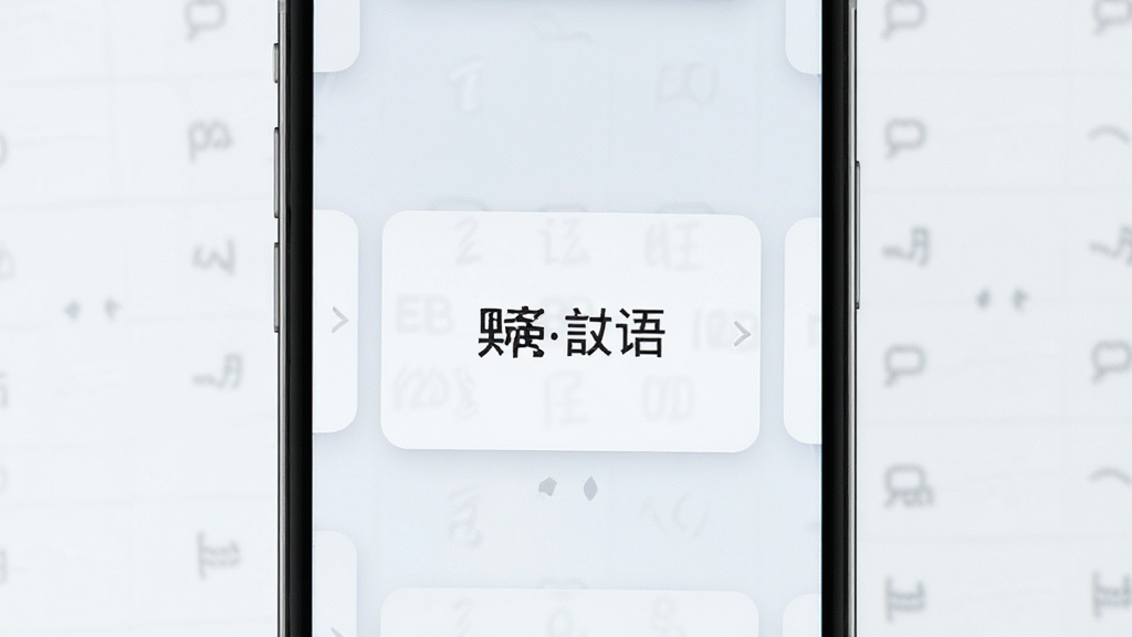 手机屏幕展示无痛日语上下滑动刷词界面,单词卡片居中排列,背景简洁浅色,画面干净明亮,风格现代简约,细节清晰,高清画质,无多余元素