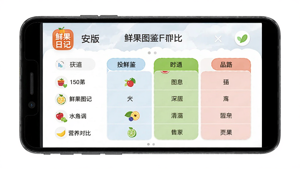 鲜果日记 安卓版 鲜果图鉴营养对比界面