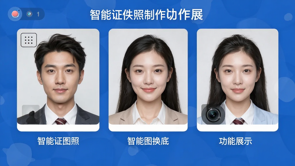免费证件照制作 智能抠图换底 功能展示图