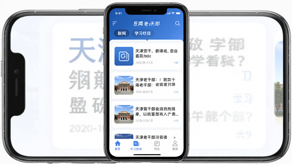 ����ϸɲ�App��ҳ���棬����Ϊ�ֻ���Ļչʾ������Ѷ��ѧϰ��Ŀ�����־��У��Ű������������Ϊ����������ɫ��ϸ�ڰ���ͼ�ꡢ��Ƭʽ�����б����ײ������������ʸ��壬�ɾ����޶���Ԫ��