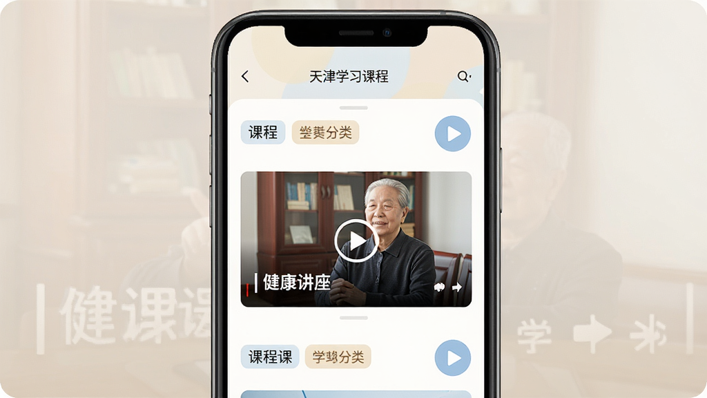����ϸɲ�Appѧϰ�γ�ҳ�棬����Ϊ�ֻ���Ļչʾ�γ��б�����Ƶ���棬�������½ṹ���Ű����룬���Ϊ���ǳɫϵ��ϸ�ڰ����γ̷����ǩ�����Ű�ť�������������棬�����������ɾ����޶���Ԫ��