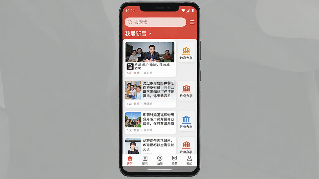 �ֻ���Ļ��ʾ�Ұ��²�APP������Ѷ��ҳ���棬����Ϊһ��������׿�ֻ������־���չʾӦ����ҳ�����б���ײ����������Ű������������Ϊ�ִ���ƽ��UI��ƣ�ϸ�ڰ������������򡢹������ſ�Ƭ���������ͼ�꣬���ʸ���ɾ��޶���Ԫ��