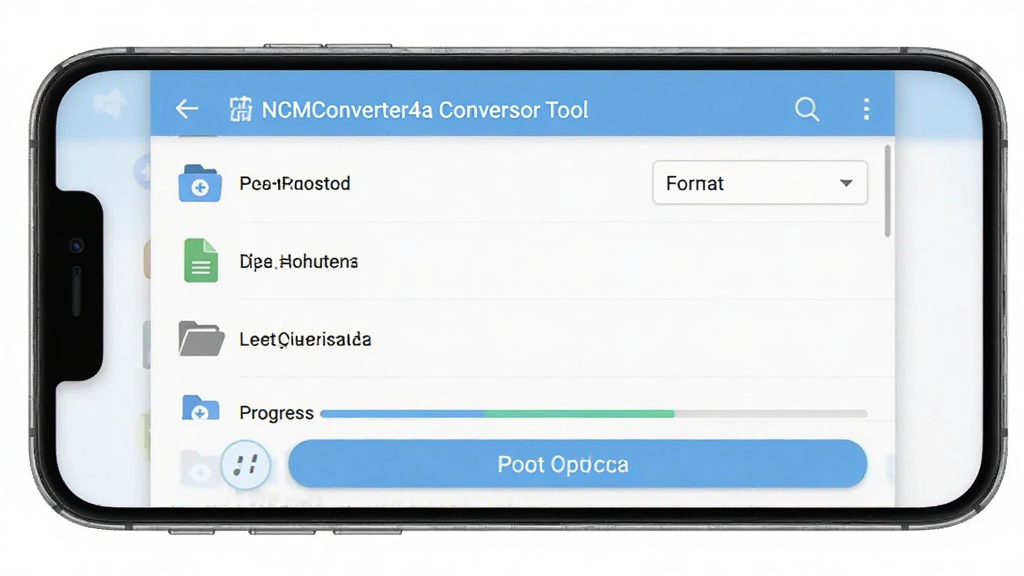 �ֻ�Ӧ�ý���չʾ������Ϊ NCMConverter4a ת�����������棬����Ϊ�������������в��ļ��б��ӵײ�ת����ť���Ű��ഹֱ�����Ϊ��ˬǳɫ�Ƽ��磬ϸ�ڰ����ļ�ͼ�ꡢ��ʽѡ�������򡢽�����Ԫ�أ����������ɾ��޶���Ԫ��