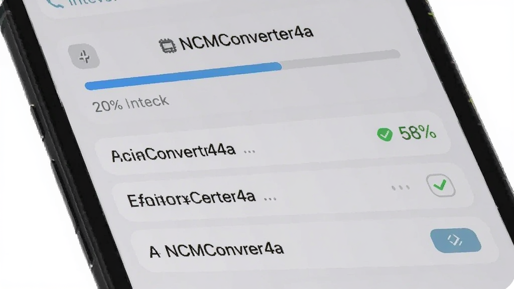 �ֻ���Ļ��д������Ϊ NCMConverter4a ת�����Ƚ��棬����Ϊ���н��������·��ļ������б����Ű����Ƭʽ�����Ϊ���Բ��ǳ���ʸУ�ϸ�ڰ����ٷֱ����֡���ɹ�ѡͼ�ꡢת����ť�����ʸɾ������޶���Ԫ��