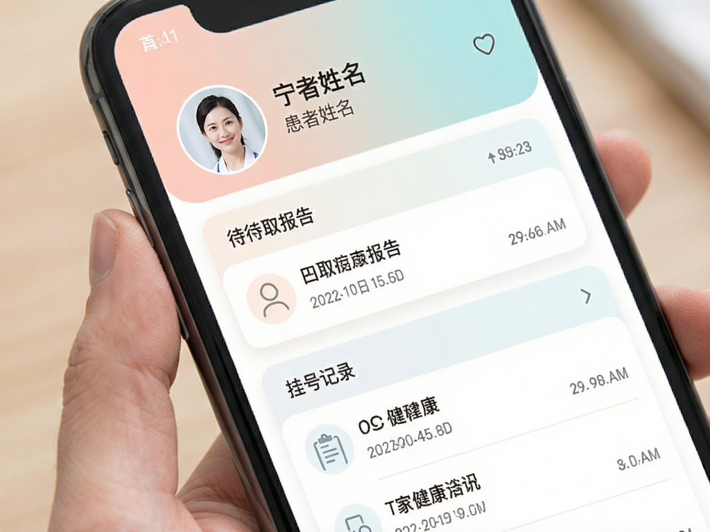 ��ͨ��APPҽ�ƽ���ģ����棬������ʾ����������ͷ���·��б�չʾ��ȡ����͹Һż�¼����ɫ������ʣ�ͻ��ҽ��רҵ�У�ϸ�ڴ��ɼ����������ں�ʱ���ǩ