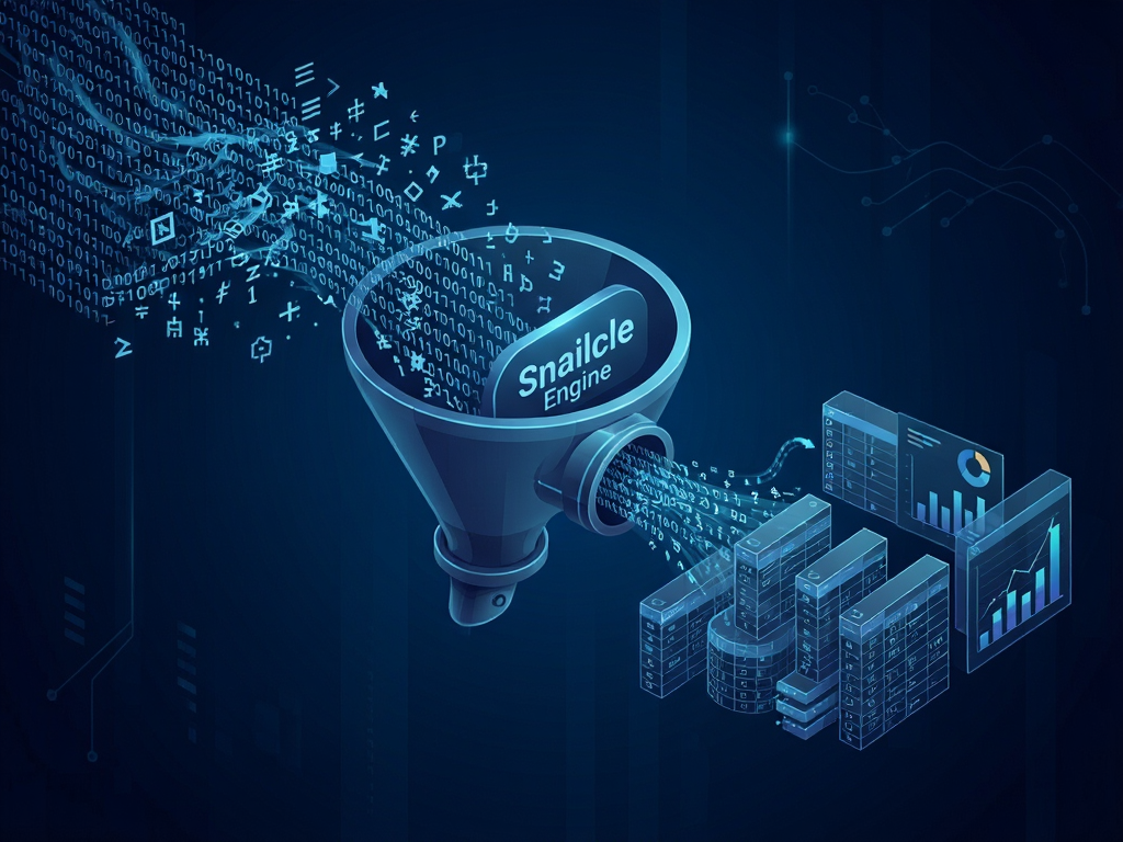 An abstract digital illustration representing data cleaning within the software 