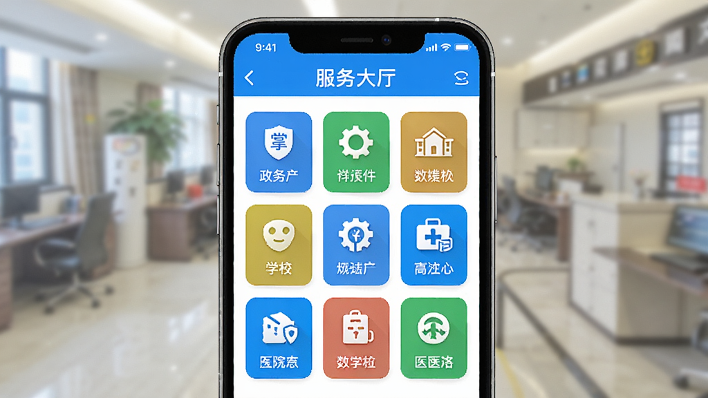�ֻ�����չʾ�����ϳ������������ҳ�棬����Ϊ�Ź������ͼ�겼�֣���������ѧУ��ҽԺ����������ڣ������������ϸ��Ϊͼ��������˵���������������ɾ����޶���Ԫ��