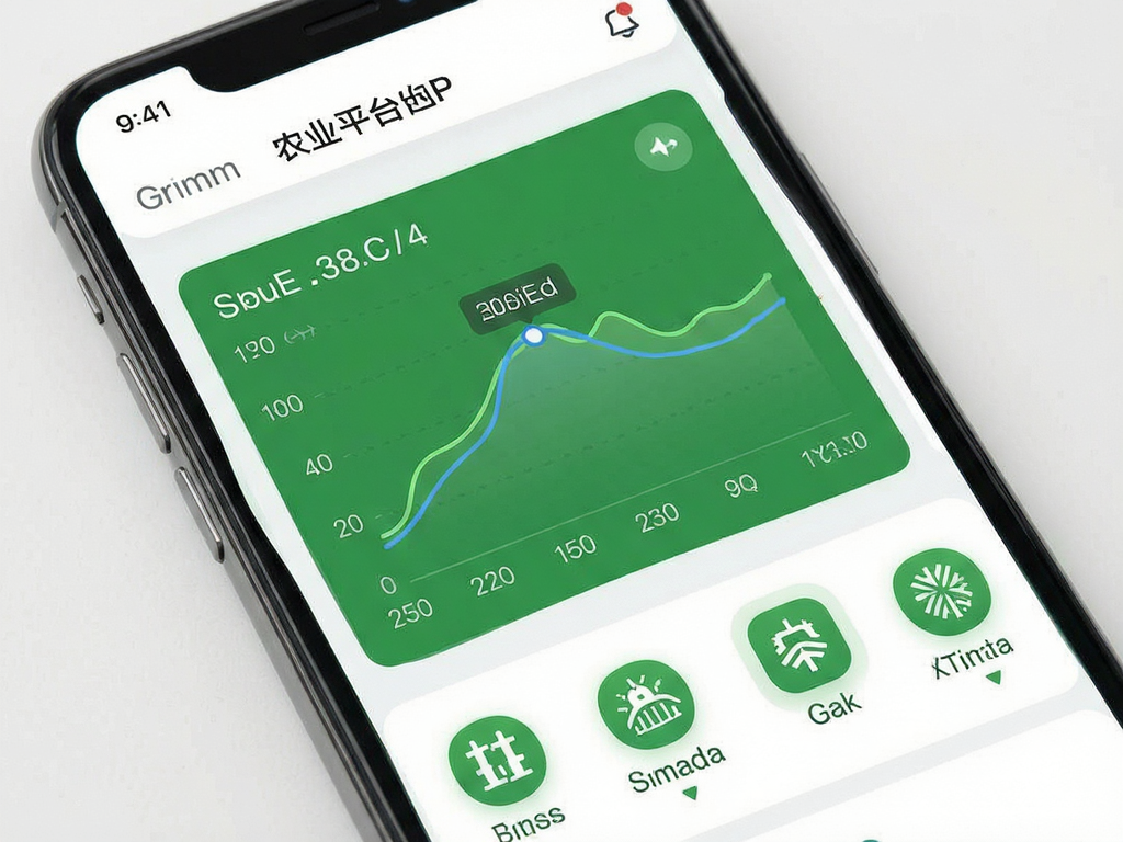 ����ʿũҵƽ̨APP����չʾ������Ϊ�ֻ���Ļ��ʾ��ɫũ��������ͼ�������ּ���ִ����Ű�����ֱ�ۣ�����ƽ����ƣ�ϸ�ڰ����¶�ʪ������ͼ���豸״̬ͼ�꣬���ʸ���ɾ��޶���Ԫ��