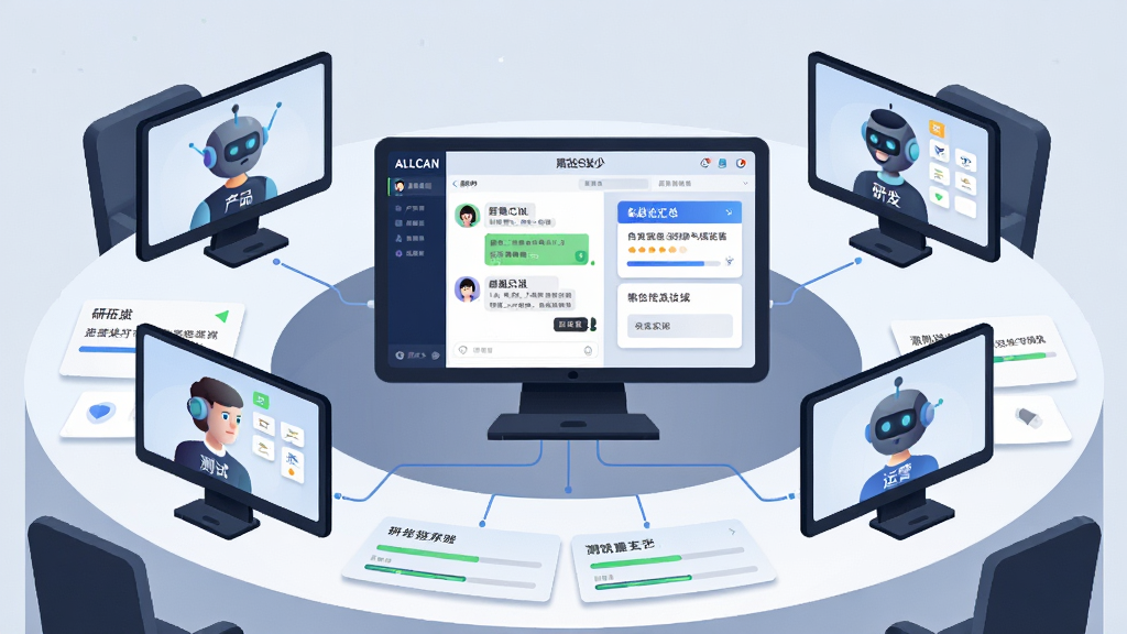 ����Ϊһ��Բ�����鳡�������Ϸ��ö�̨�豸��Ļ��ÿ����Ļ��ʾ��ͬ��ɫAIͷ�񲢱�ע����Ʒ�����з��������ԡ�����Ӫ�������������ʾ��ALLCAN��Ⱥ�Ľ�������ۻ��ܿ�Ƭ������Ϊ����Χ��������Ļ���Ű��η��������Ϊ����Ƽ��廭��ϸ�ڰ��������ߡ�����Ƭ�������������ʸ��壬�ɾ����޶���Ԫ��
