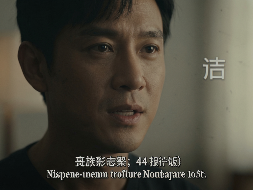 Close-up shot of a subtitle overlay on a movie screen, text in Chinese and English aligned perfectly with the speaker's mouth movement, soft lighting, cinematic atmosphere, focus on text clarity, realistic rendering, 4k quality, minimal noise