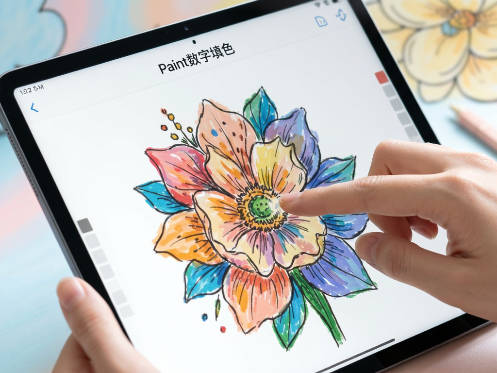 Close-up view of a tablet screen running 