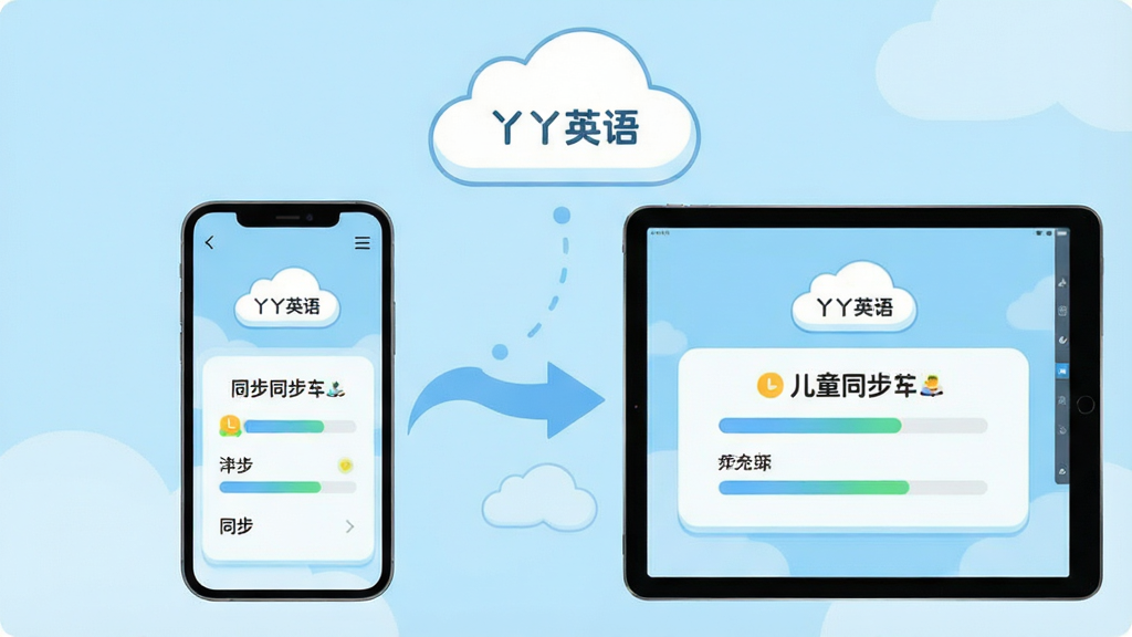 ����Ϊһ���ֻ���һ̨ƽ�岢�Űڷţ�������Ļ����ʾ��ͬ�Ķ�ͯӢ��ѧϰ����ҳ�棬�м����ƶ���ͬ����ͷ���ӣ�����Ϊ���ҶԳƣ��ƶ�λ�������Ϸ����Ű��࣬ͻ�����豸ͬ��������Ϊ��ˬ�ĿƼ������廭�磻ϸ�ڰ���ǳ��ɫ������Բ����ƶ�ͼ�ꡢ���Ľ����������ʸ��塢����ɾ����޶���Ԫ�أ�ͼƬ������Ϊ��ѾѾӢ���
