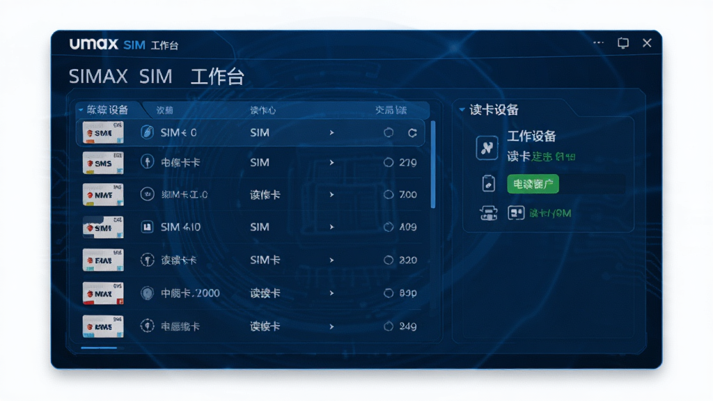 Umax SIM ����̨ ���������� չʾSIM���б�������豸����״̬ ��ɫ�Ƽ���� �������� ϸ�ھ��� ���廭�� �ɾ��޶���Ԫ��