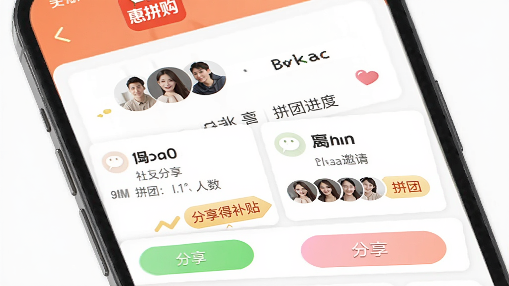 ����Ϊ��ƴ��APP�罻����ƴ�Ž��棬����Ϊ�ֻ���Ļչʾ����ƴ�����뿨Ƭ�������ť���Ű���ͷ��Ⱥ����ƴ�Ž��Ȳ���չʾ�����Ϊ�������Ƶ��罻���̷��ϸ�ڰ���΢�ŷ���ͼ�ꡢƴ������ͷ�񡢷����ò�����ǩ�����ʸ���ɾ��޶���Ԫ��