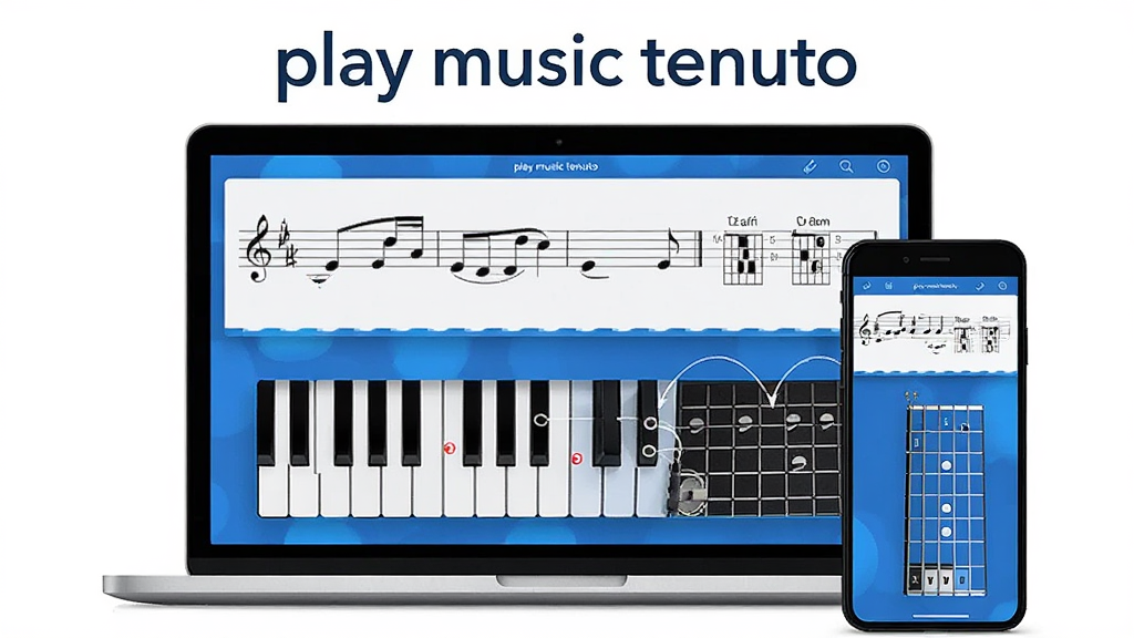 ��������Ϊһ̨�򿪵ıʼǱ�������һ�������ֻ����Űڷţ���Ļ����ʾ��play music tenuto���������棬���������ס����ټ����뼪��ָ��ͼ��������Ϊ���жԳƹ�ͼ���Ϸ����׷��������������֡�play music tenuto�������Ϊ�ִ���Լ�Ƽ��磬������ɫ��ϸ�ڰ����������š��������ߡ�����ͼʾ������Ԫ�ص�׺�����ʸ��壬����ɾ����޶���Ԫ��