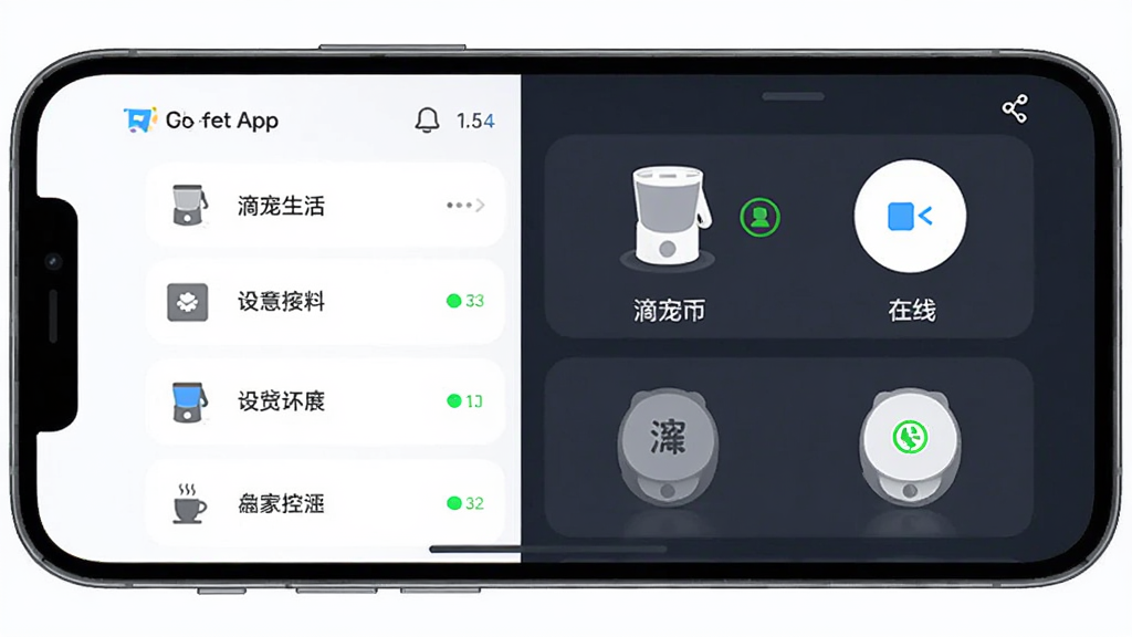�ֻ���Ļչʾ�γ�����APP�豸���ƽ��棬����Ϊ�����ֻ����������·������Ű�����豸�б��Ҳ������壬����Լ�Ƽ��У�ϸ�ں�ιʳ��ͼ��������״̬�����������ɾ��޶���Ԫ��