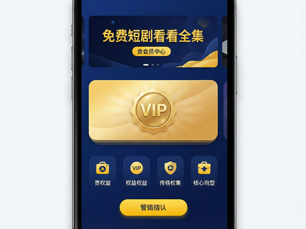 һ���ִ���Լ�����ֻ���Ļ��ͼ����ʾ����Ѷ̾翴��ȫ����APP�Ļ�Ա���Ľ��棬����Ϊ����������λ���м�Ϊ��ɫVIP��ʶ��Ƭ���·��г��������Ȩ��ͼ�꣬��ɫ��������������������ɫ���֣��Ű�����Գƣ�ϸ�ڴ��ɼ�Բ�Ǿ��ΰ�ť��Ӱ�����������������ɾ��޶���װ��Ԫ�أ�������ָ߶˿Ƽ����Ӿ����