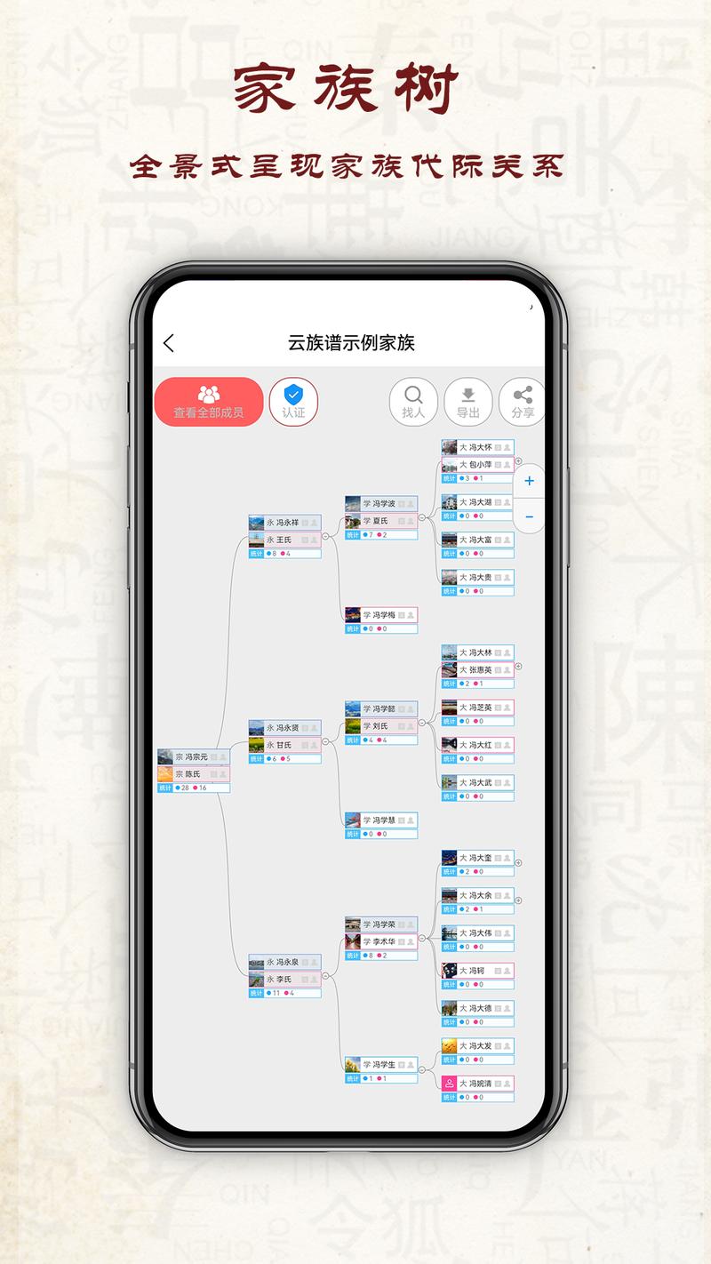 后人 安卓版 家族族谱应用界面