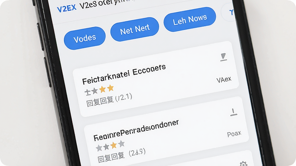 一张 V2EX 客户端节点浏览功能展示图,画面为手机屏幕特写,屏幕内呈现多个节点标签横向排列,下方是主题列表卡片,每张卡片带有标题和回复数量,整体采用浅色背景与蓝色点缀,风格简洁现代,画质清晰,干净无杂乱元素
