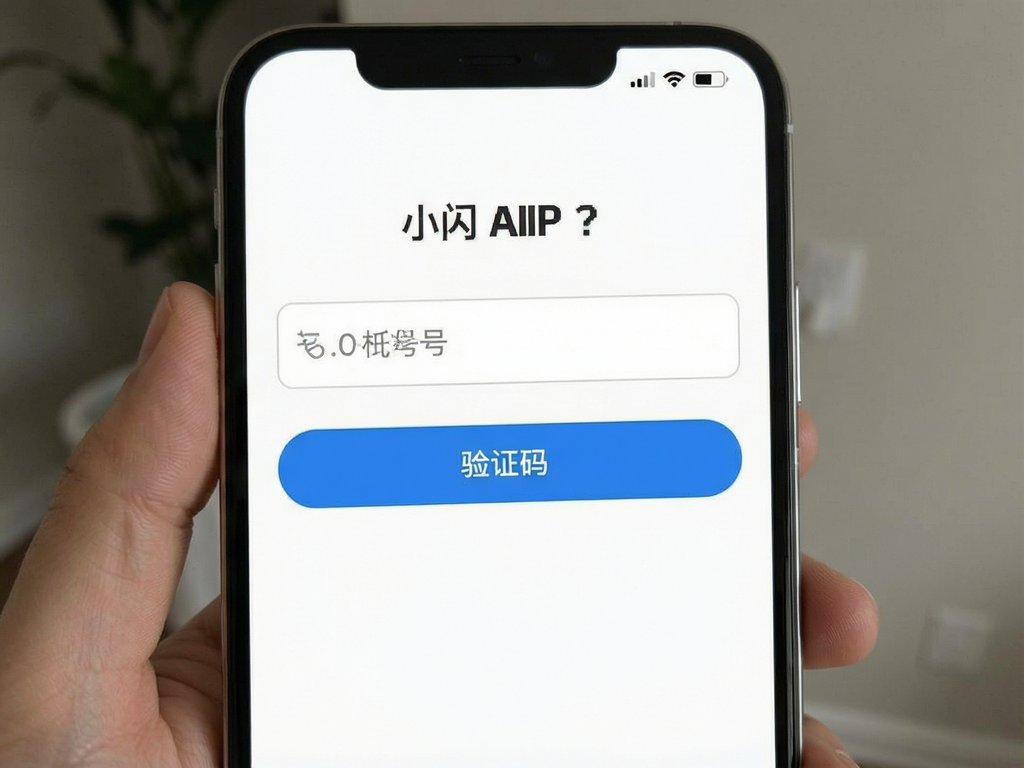小闪 APP 注册流程界面截图,白色背景,简洁现代UI风格,显示手机号输入框和验证码按钮,高保真画质,无多余装饰元素