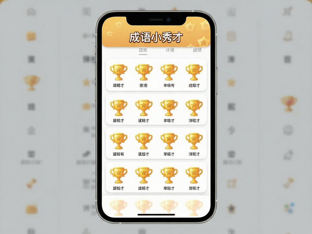 A mobile game UI screen showing an achievements list, clean layout, Chinese text